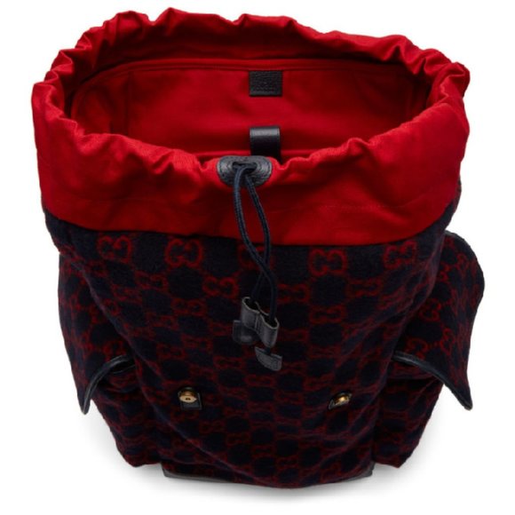 Gucci GG Monogram Print Wool Backpack in Navy - Picture 7 of 7